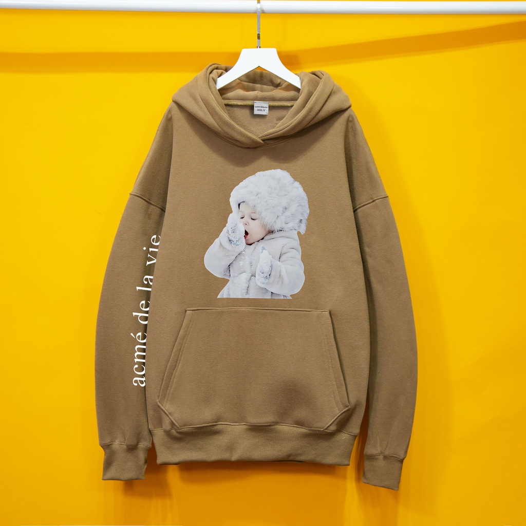 Áo nỉ hoodie ADLV EM BÉ TUYẾT Hogoto shop , Áo nỉ hoodie unisex nam nữ form rộng oversize chất liệu Cotton