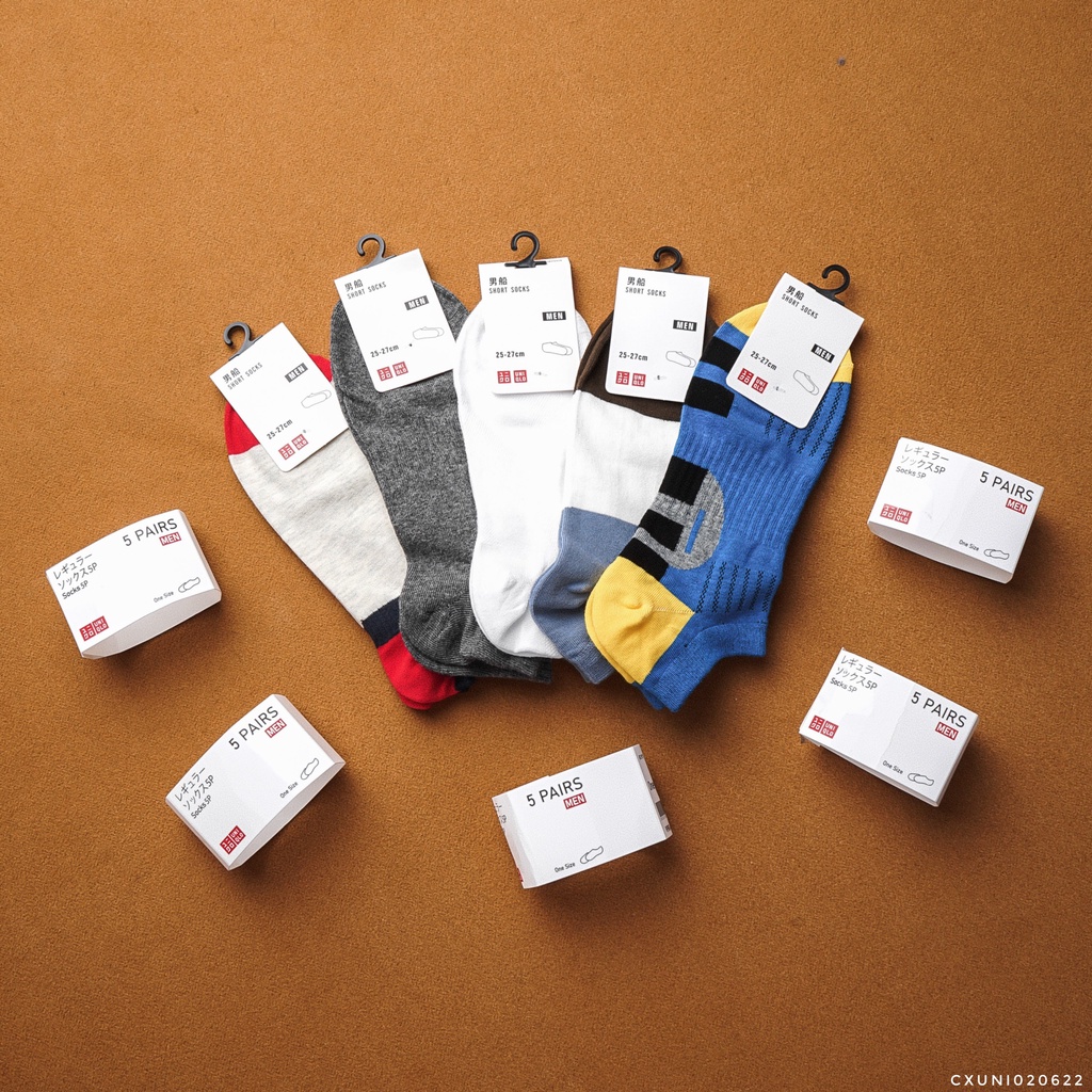 1 Đôi Tất Vớ Chân Uniqlo 3 màu thoáng khí, thấm hút mồ hôi, co giãn cao cấp xuất xịn chính hãng
