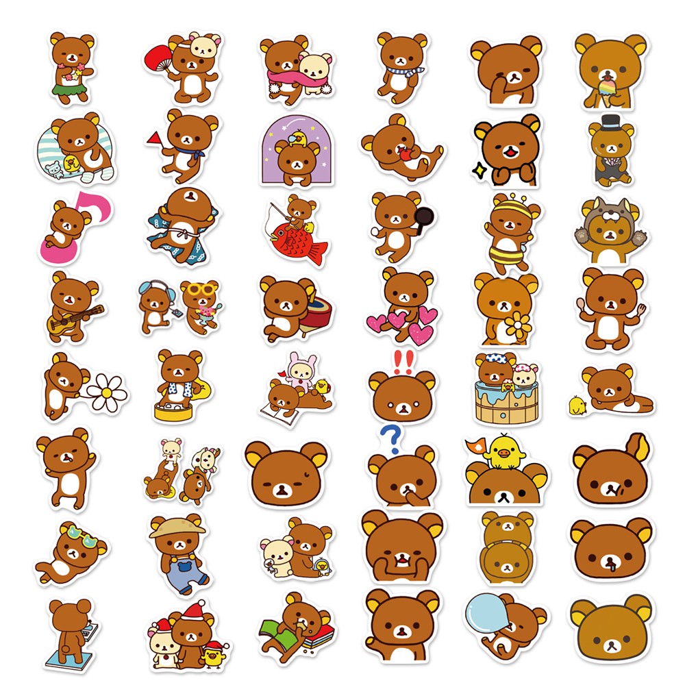 Set 50 Miếng Dán Chống Nước Hình Gấu Đáng Yêu Trang Trí Đa Năng