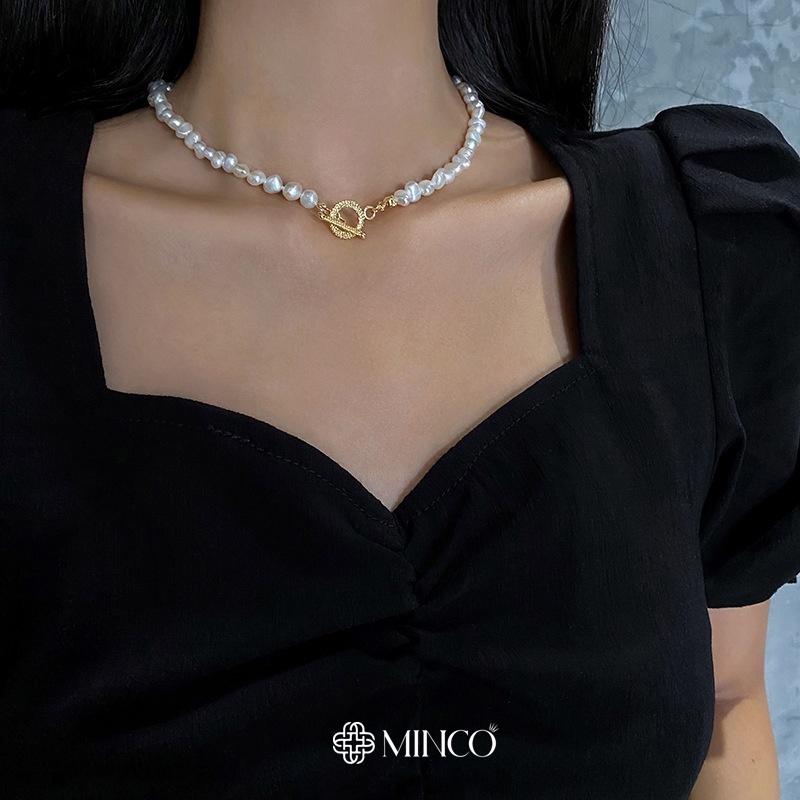 Dây chuyền nữ ngọc trai nhân tạo Minco Accessories vòng cổ nữ chuỗi hạt dạng choker phụ kiện trang sức thanh lịch DT27