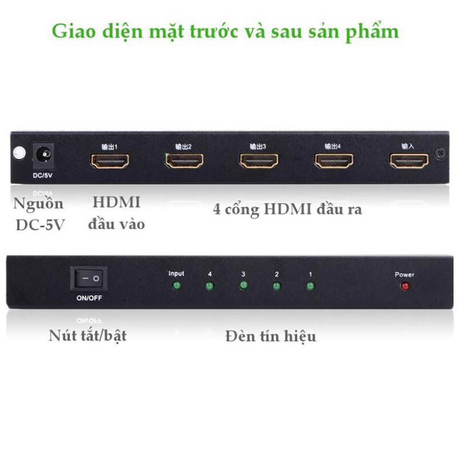Bộ chia HDMI 1 ra 4 chính hãng Ugreen 40202 - Hàng Chính Hãng