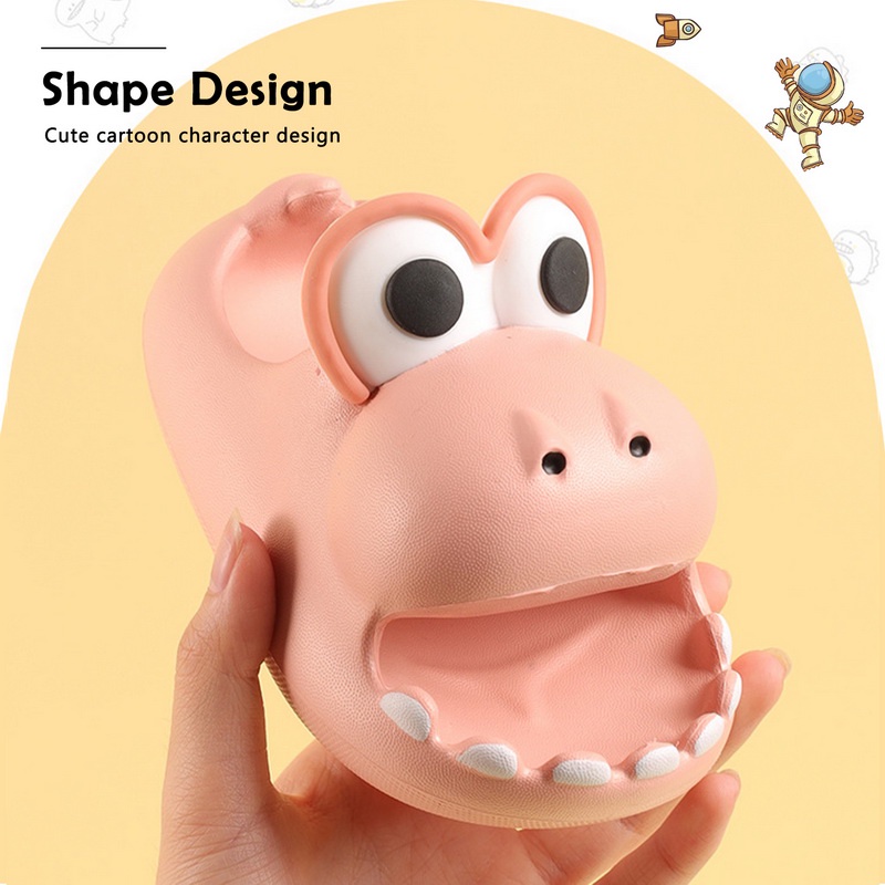 Dép EVA Đế Dày Chống Trượt Họa Tiết Khủng Long Hoạt Hình Màu Trơn Thời Trang Mùa Hè 2022 Cho Bé