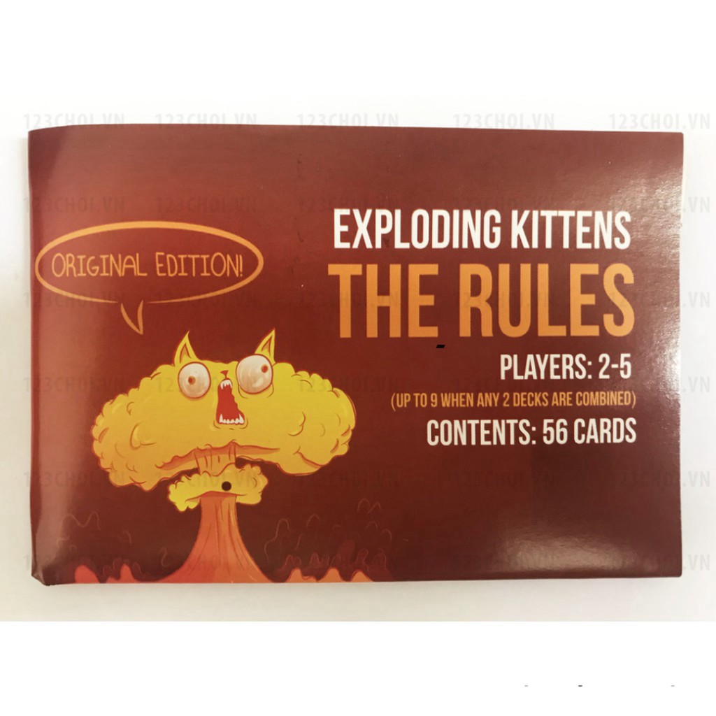 Trò chơi Board game Mèo Nổ cơ bản Exploding kittens 56 lá bài, màu đỏ đen, giá rẻ, chơi cùng bạn bè