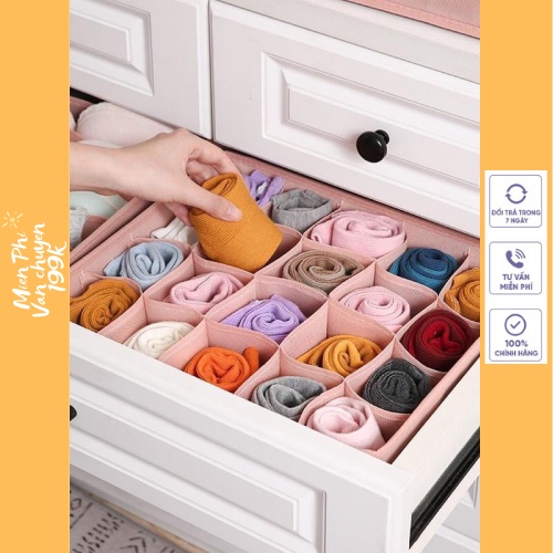 Combo 3 hộp vải đựng bảo quản đồ lót, khay đựng quần áo tất vớ bằng vải không dệt tiết kiệm diện tích 88287