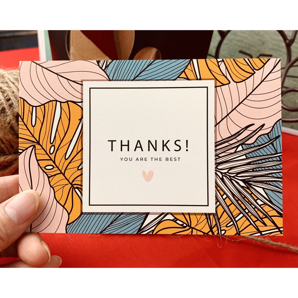 Thiệp Cảm ơn,Thank you card đẹp 12*17cm in giấy mỹ thuật ánh trai kèm phong bì