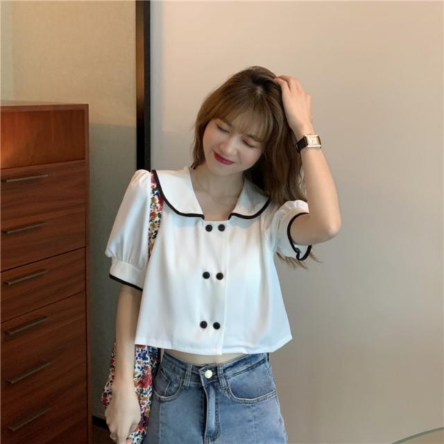 Áo Sơ Mi Cổ Búp Bê Tay Ngắn Phồng JL-TX-318