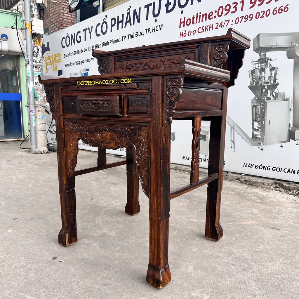 Bàn thờ gia tiên gỗ muồng 2 tầng ngang 1m07