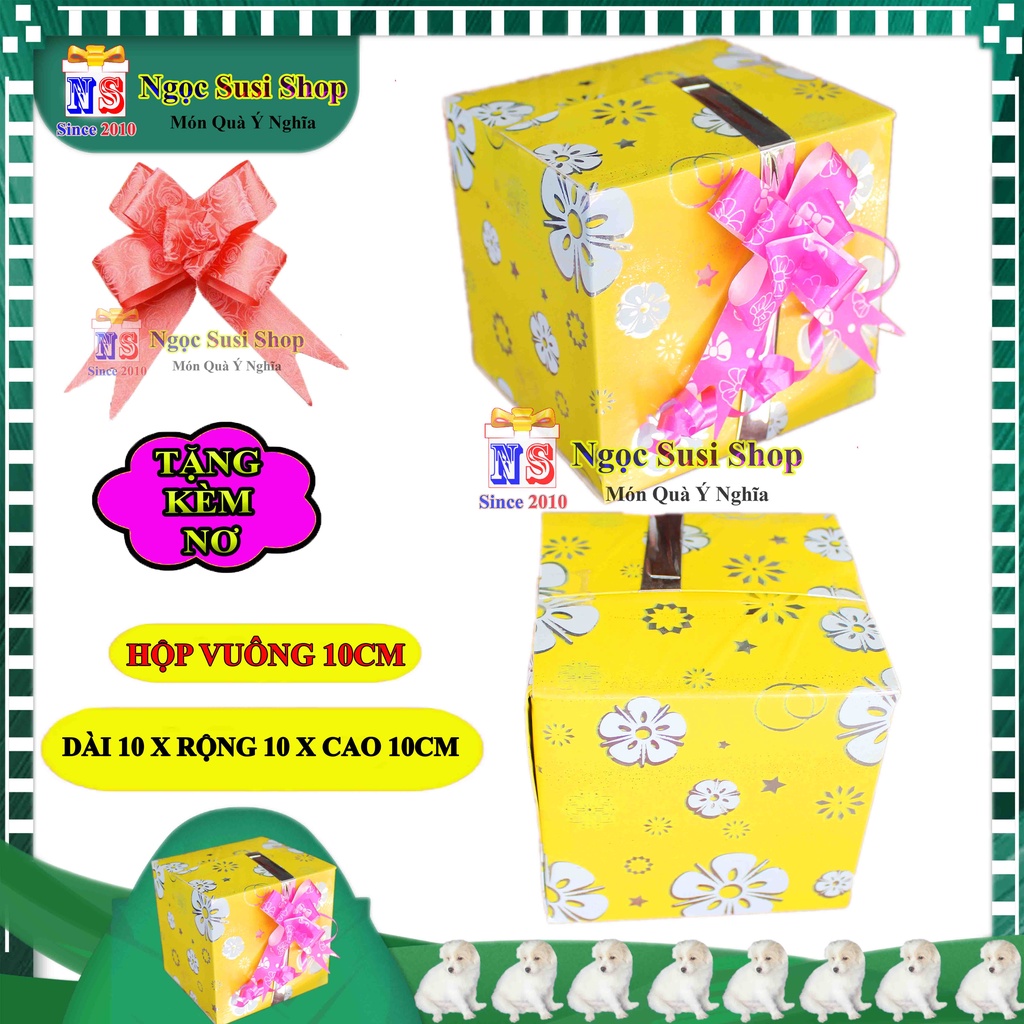 HỘP QUÀ KIẾNG VUÔNG SIZE NHỎ 10CM + TẶNG KÈM NƠ 1,2CM - HỘP GÓI QUÀ GIẤY KIẾNG CAO CẤP