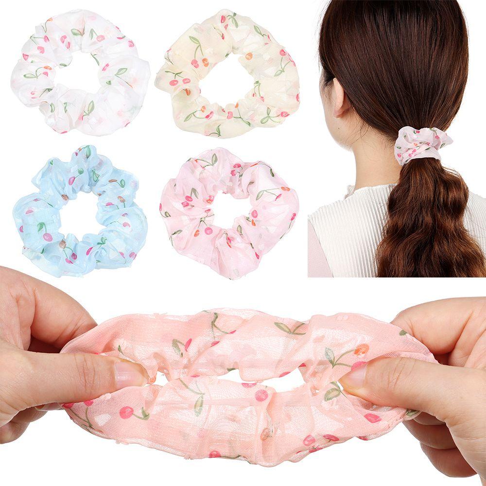 PATH Dây Cột Tóc Vải Voan Cỡ Lớn In Họa Tiết Cherry Phong Cách Hàn Quốc Thời Trang Cho Nữ