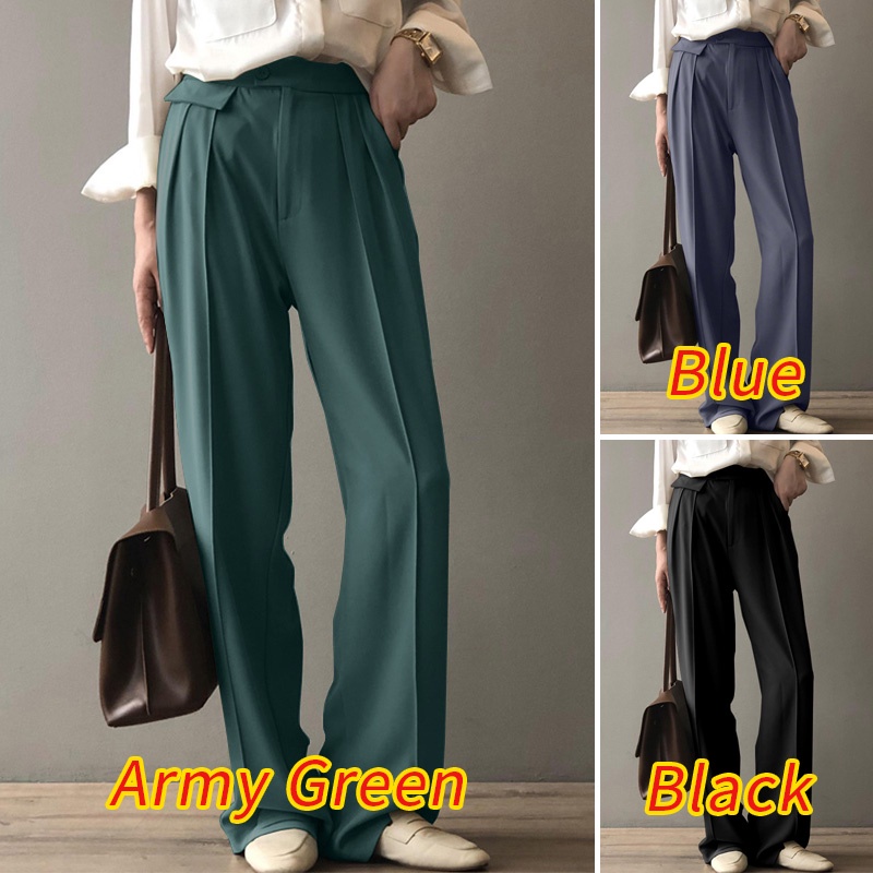 Quần Zanzea dài ống rộng phối nút thời trang cho nữ