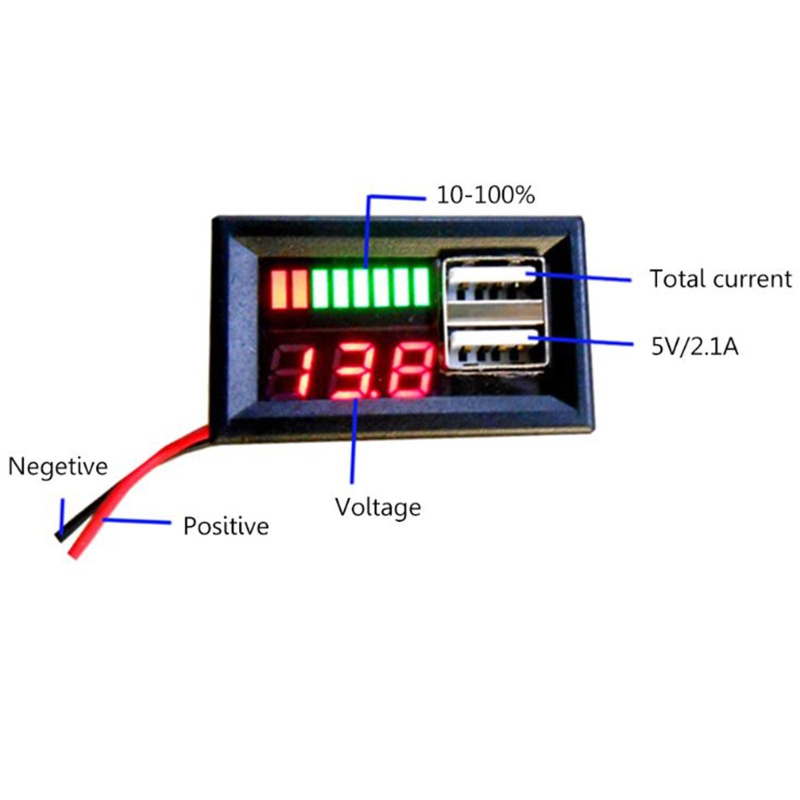 Vôn Kế Kỹ Thuật Số Cổng Sạc USB 2.4A Có Đèn LED Chuyên Dụng Cho Xe Hơi