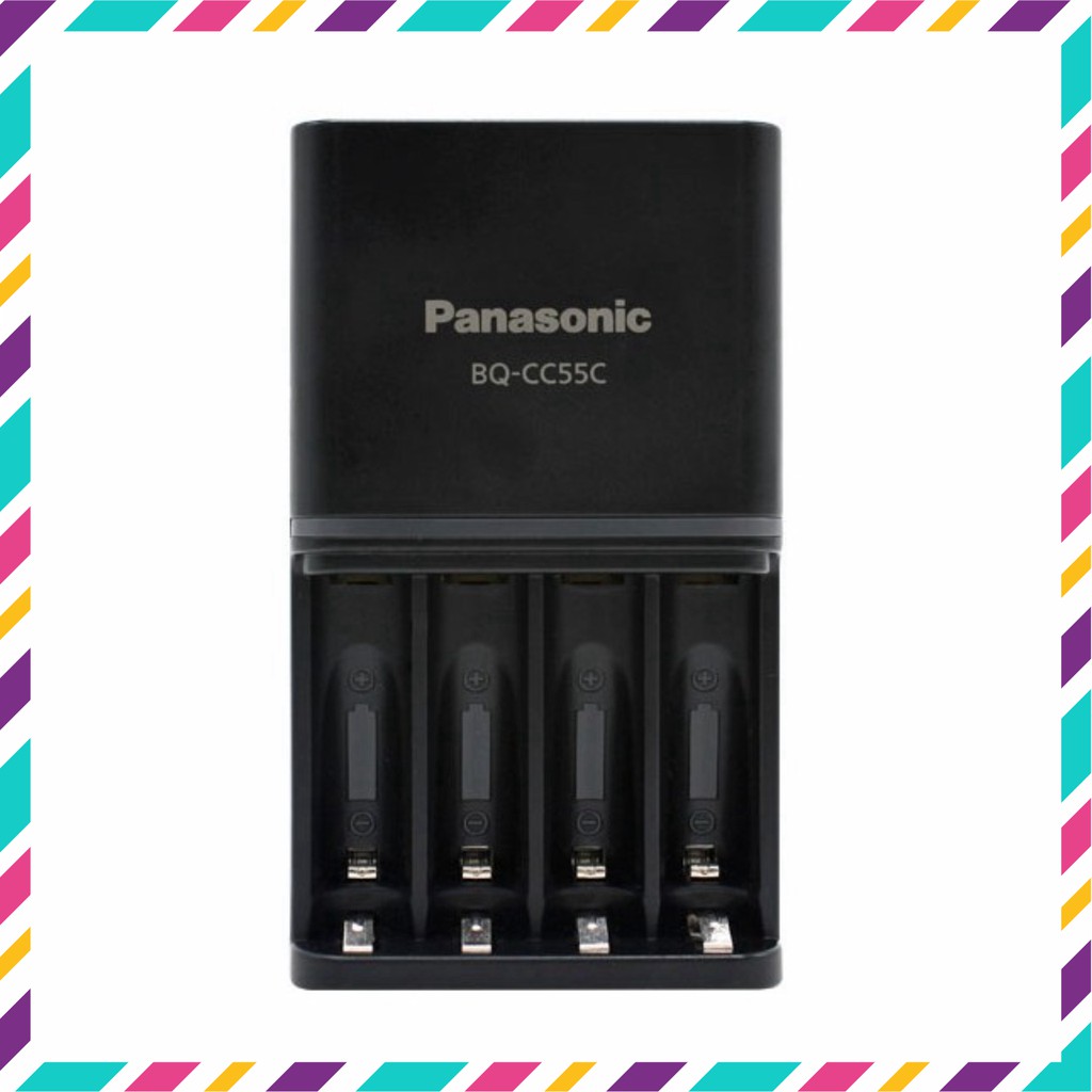 [BÁN K LỢI NHUẬN] Bộ sạc nhanh thông minh Panasonic CC55 Smart & Quick Charger + 4 pin AA Eneloop 2550mAh