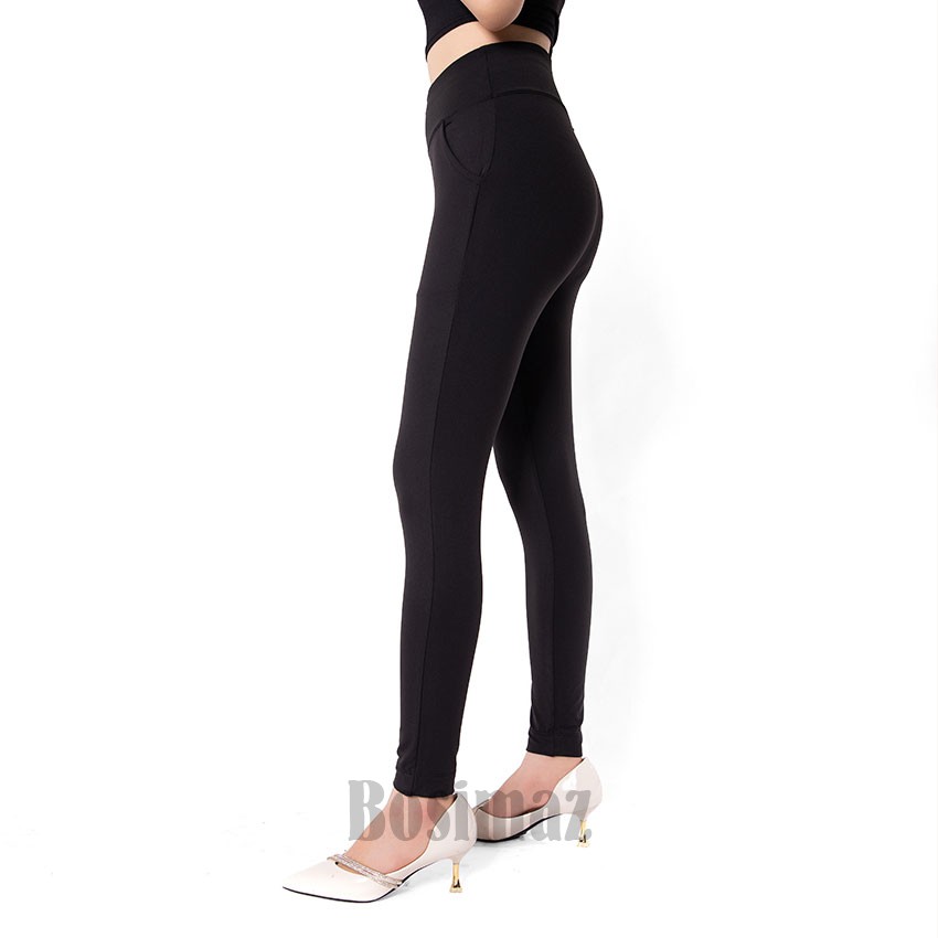 Quần Legging Nữ Bosimaz MS111 dài túi trước màu đen cao cấp, thun co giãn 4 chiều, vải đẹp dày, thoáng mát không xù lông