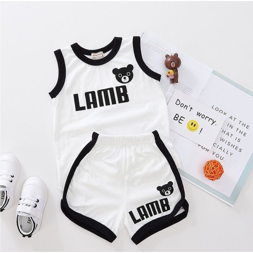 Bộ ba lỗ sát nách cho bé trai bé gái Binbon kids, áo thun cho bé in hình chú gấu ngộ nghĩnh cho bé Từ 6 -27kg