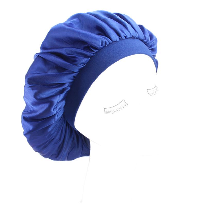 Mũ Trùm Đầu Bằng Lụa Nhân Tạo Màu Trơn Co Giãn Thời Trang Dành Cho Nữ