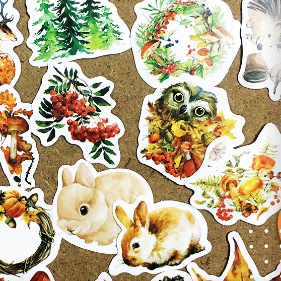[MÙA THU-RẺ VÔ ĐỊCH] Set 41 sticker chống nước size 4-5cm, dán điện thoại, sổ, bullet journal, xe máy, mũ bảo hiểm ...