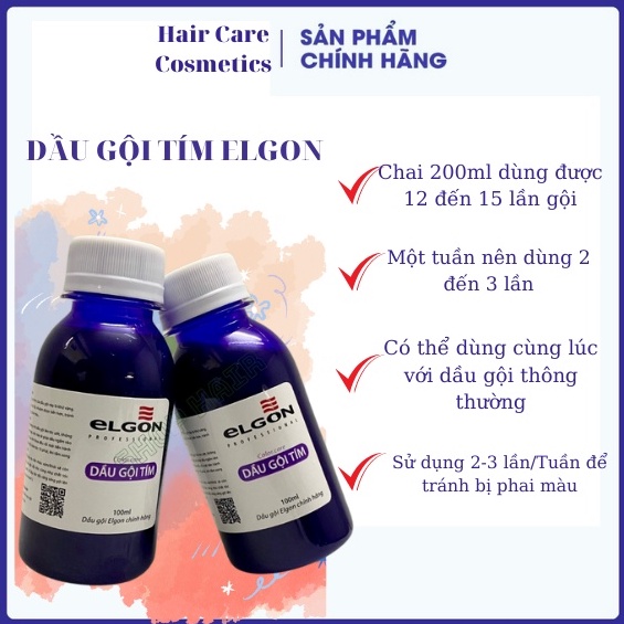 Dầu gội tím Elgon, dầu gội khử vàng và giữ màu dành cho tóc tẩy nhuộm màu thời trang | Shop Hair