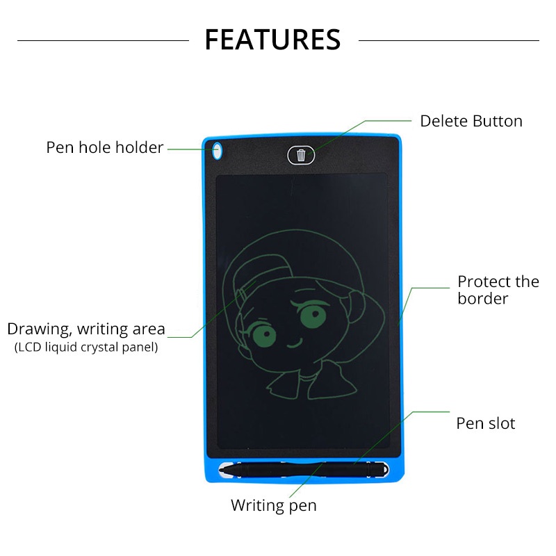 Bảng Vẽ / Viết Tay Màn Hình LCD Siêu Mỏng 6.5 inch Có Thể Xóa Được Cho Bé