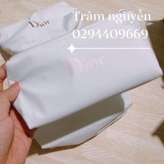 Túi phụ kiện makeup dior vải trắng mềm
