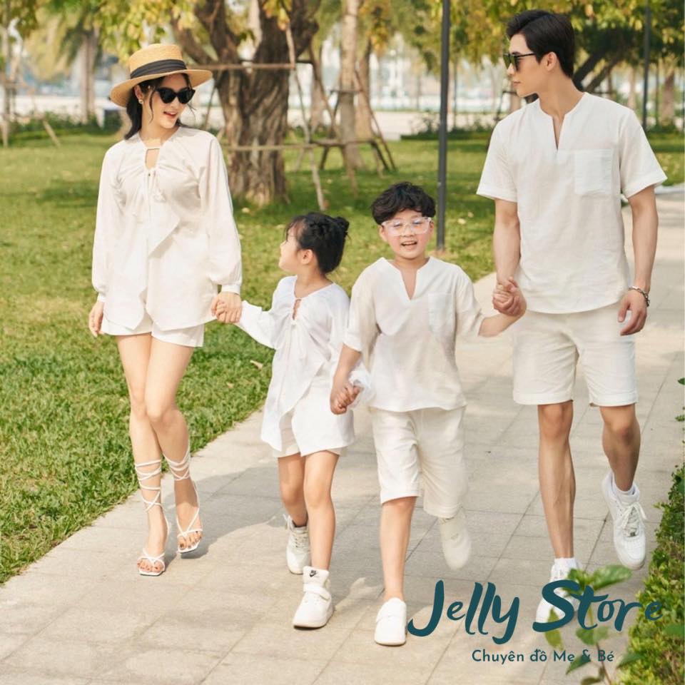 Set đồ bộ Gia Đình đũi tơ, áo mẹ - bé gái may cách điệu xinh xắn, kèm ảnh thật