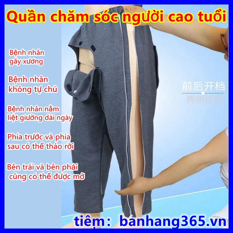 Dễ mặc quần dài chăm sóc người già gãy xương nằm trên giường bệnh nhân quần nam và nữ