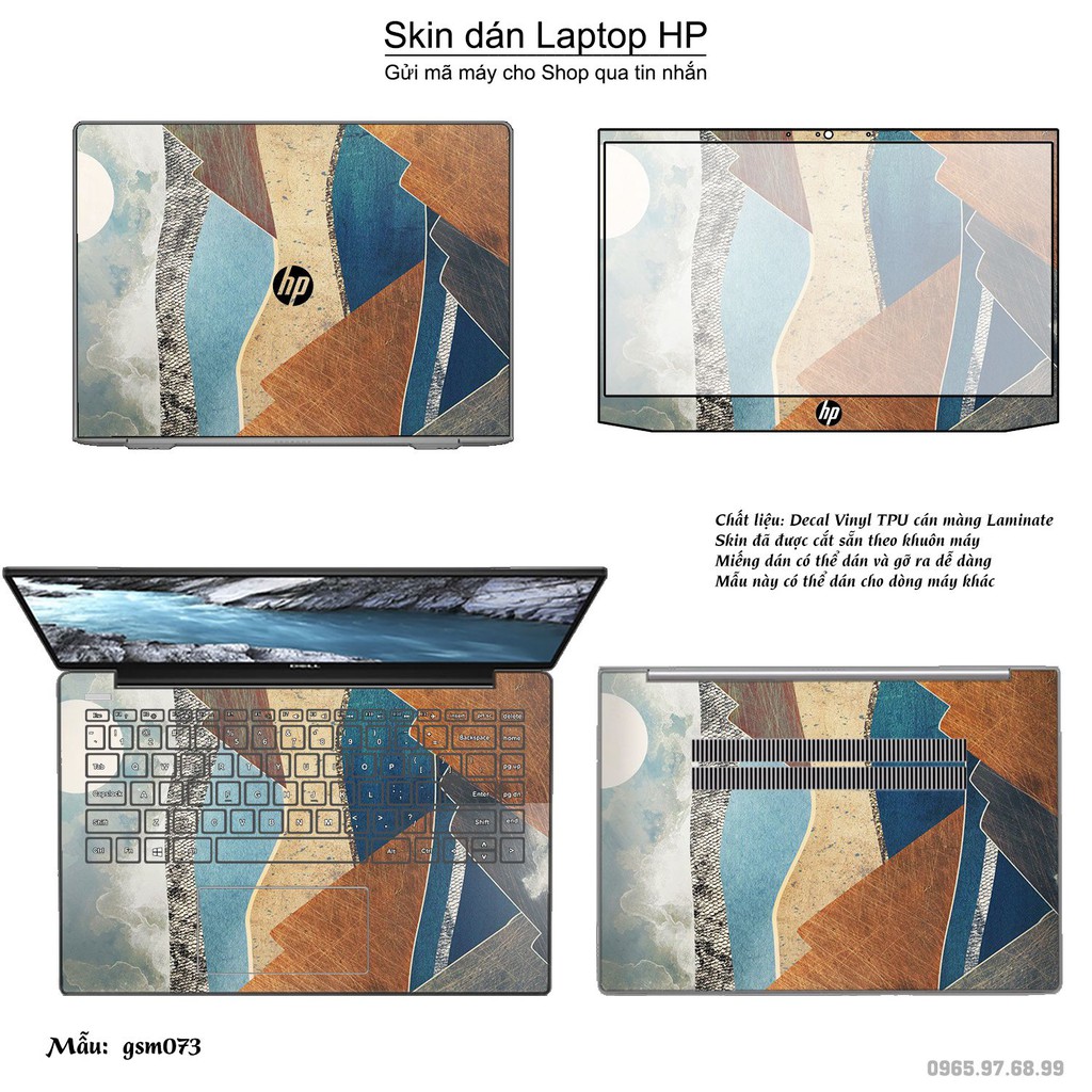 Skin dán Laptop HP in hình giả sơn mài (inbox mã máy cho Shop)