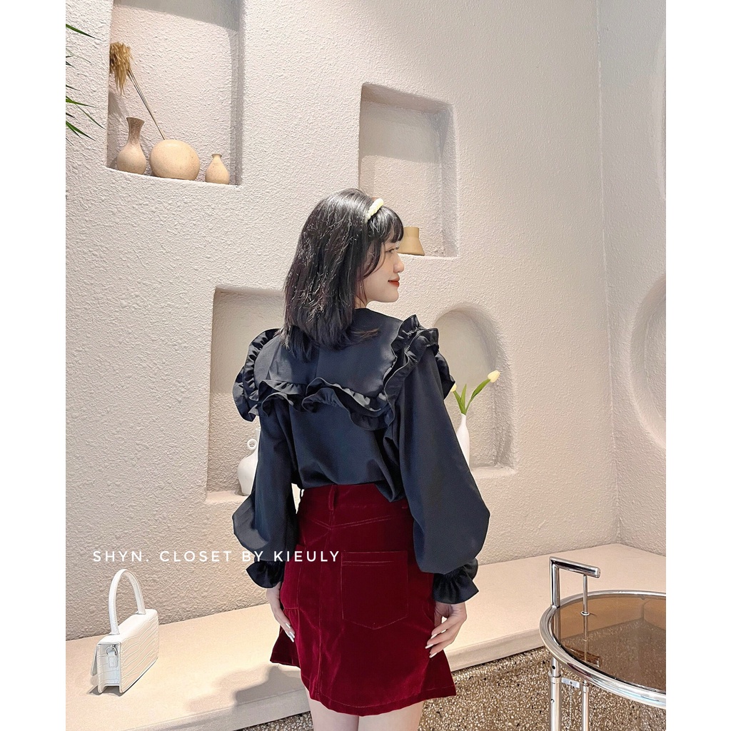 Áo sơ mi nữ vintage cổ bèo tay phồng tiểu thư xinh xắn, Áo sơmi trắng ulzzang cho nữ-Shyn.closet | BigBuy360 - bigbuy360.vn