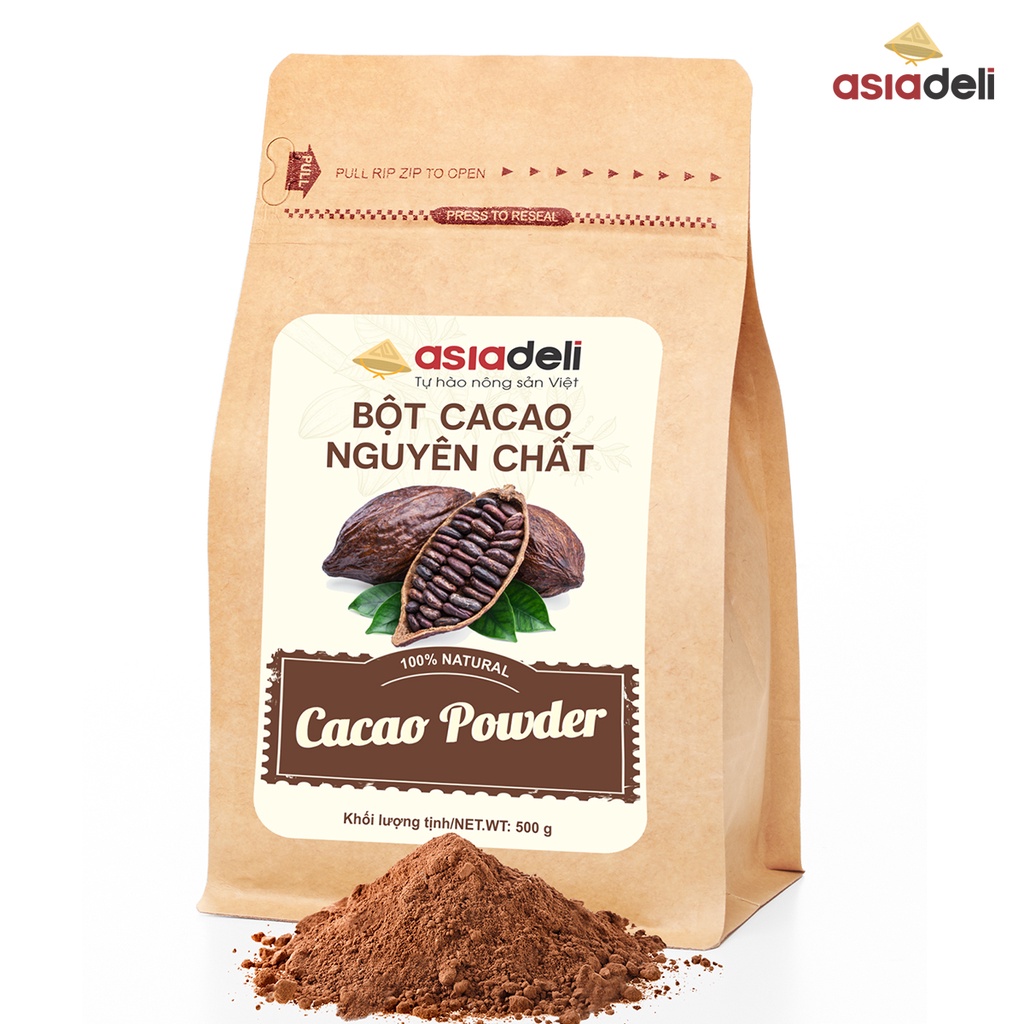 Bột Cacao Nguyên Chất Asiadeli Premium túi 500g