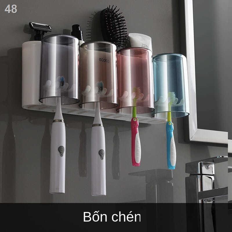 Jhộp đựng bàn chải đánh răng treo tường nhà vệ sinh không đục lỗ kem giá lưu trữ nước súc miệng trong suốt cốc bộ