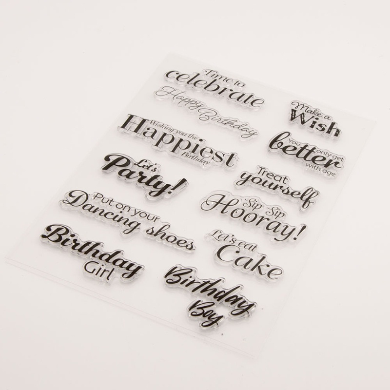 Con Dấu Silicone Trong Suốt In Chữ Chúc Mừng Năm Mới Dùng Trang Trí Sổ Tay DIY