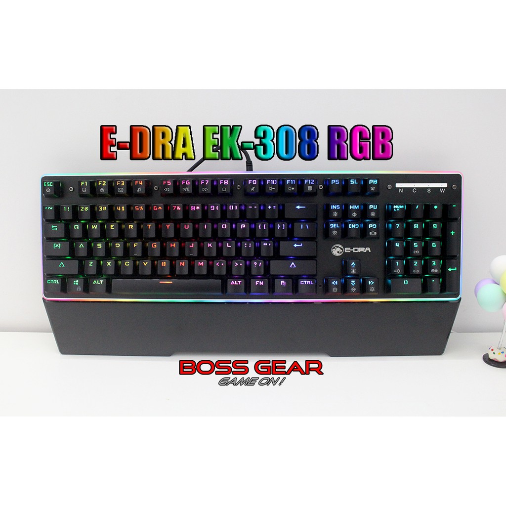 Bàn phím cơ EDRA EK308 RGB ( Switch quang chống nướcLED RGBBH 2 năm )