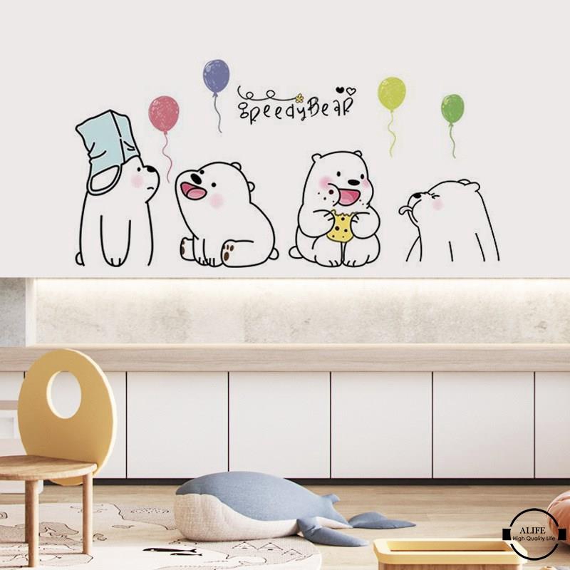 Sticker dán tường hình gấu hoạt hình dễ thương trang trí nhà cửa | BigBuy360 - bigbuy360.vn