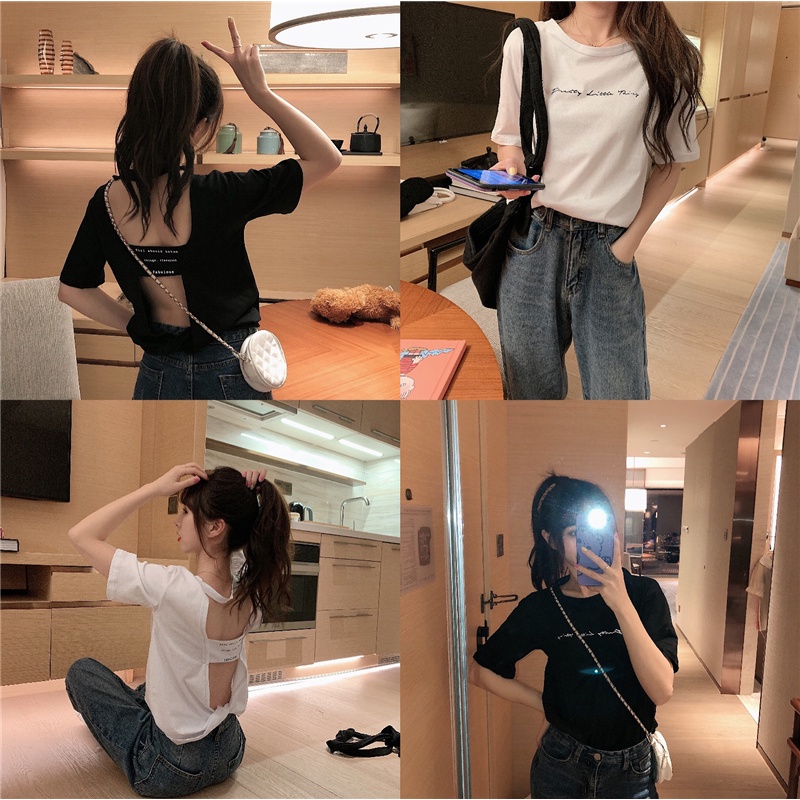 Áo Thun Tay Ngắn Hở Lưng Thời Trang Dành Cho Nữ