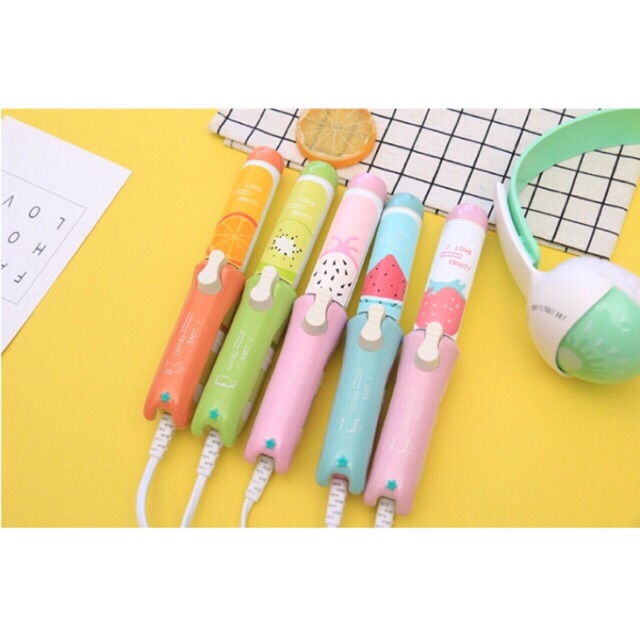 Máy là uốn 2 trong 1 hình trái cây và nhân vật hoạt hình siêu xinh
