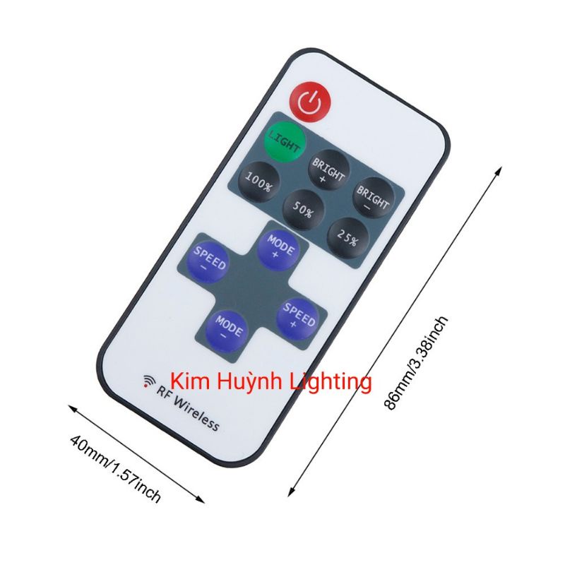 Bộ điều khiển kèm remote RF dùng cho led dây, neon, thanh led điện áp 12V đơn sắc