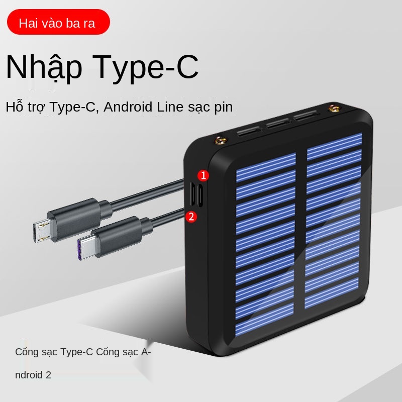 ☂Ngân hàng năng lượng mặt trời Mini 10000mAh chính hãng, điện dành cho sinh viên có dung lớn sạc nhanh, thoại di