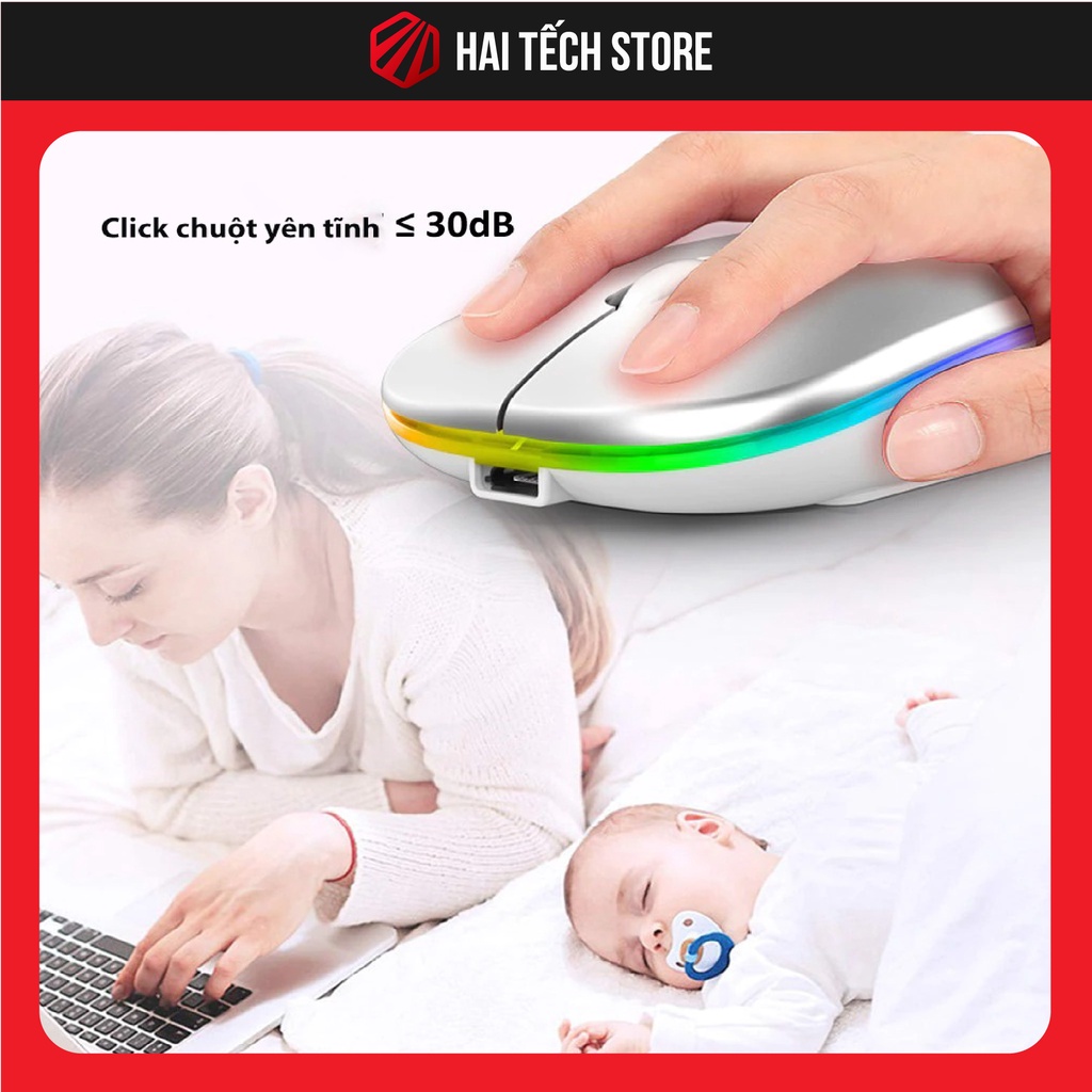 Chuột không dây A2 LED RGB cực đẹp chống ồn siêu bền, chuột máy tính không dây dành cho laptop pc