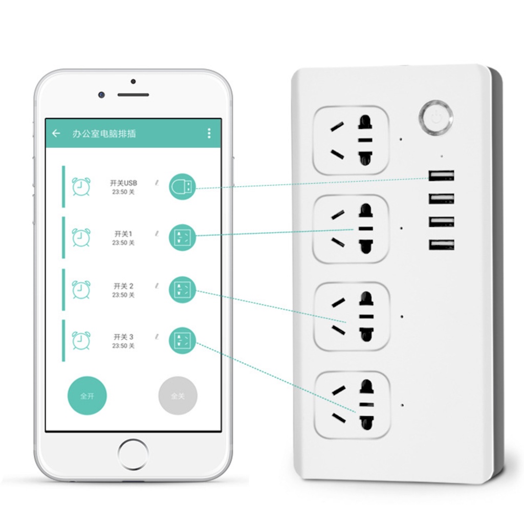 Ổ Cắm Thông Minh 4 Cổng Kéo Dài 2 Cổng USB - Tuya Smartlife