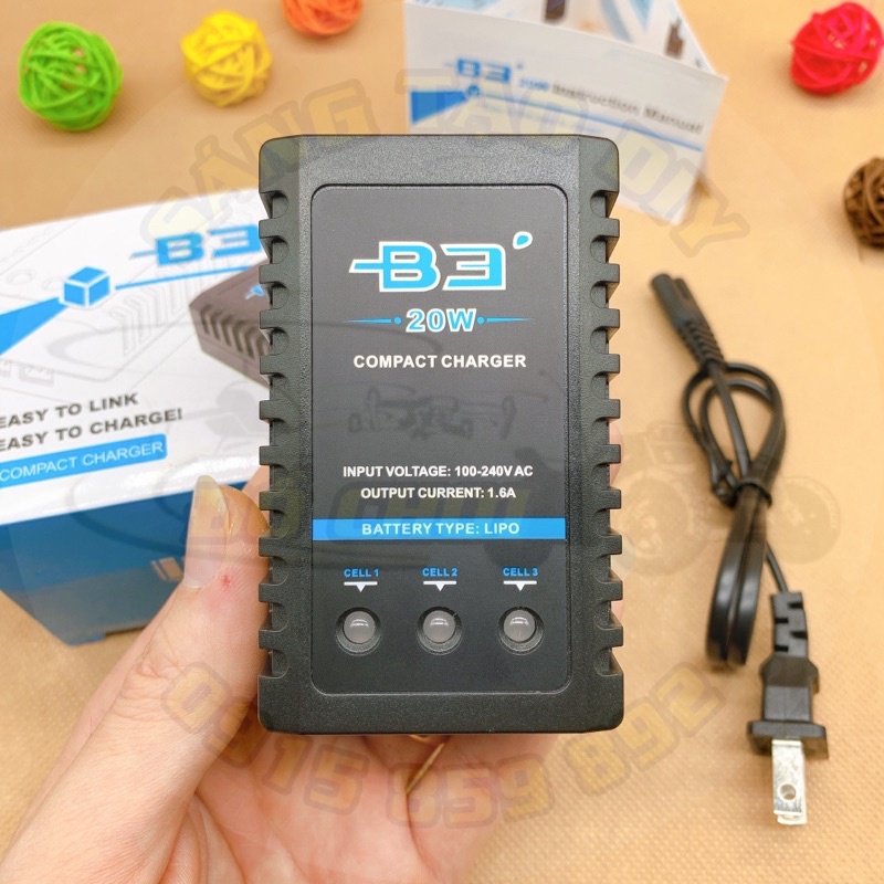 [Chính hãng] Sạc B3 20W 1.6A có cân bằng cho pin Li-po Li-ion 2S-7.4V và 3S-11.1V
