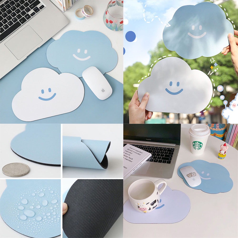 Tấm lót chuột chống thấm nước đa năng hình đám mây mặt cười xinh xắn