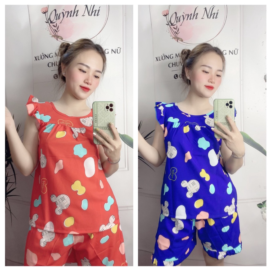 Đồ bộ nữ mặc nhà, bộ ngủ đùi nữ họa tiết dễ thương ảnh thật size 40-75kg - TL38