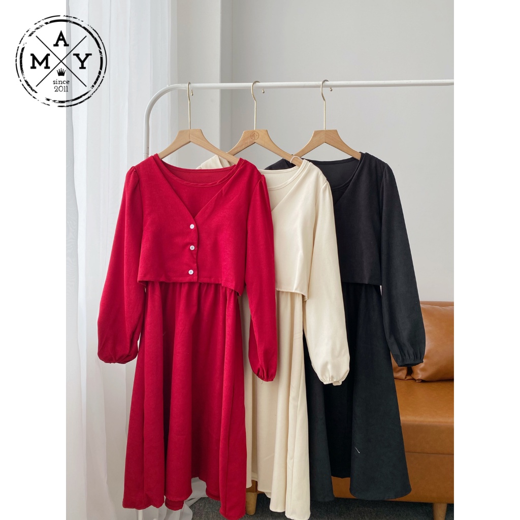 Set Váy Nữ Dài Tay Mùa Thu Đông MAY.SINCE2011 Thiết Kế Dáng Ôm Trên Vạt Váy Xòe Chất Liệu Vải Thoáng Mát MAN01-0086 | BigBuy360 - bigbuy360.vn