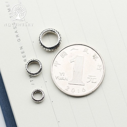Charm bạc chặn hạt họa tiết hoa văn - NQ Jewelry