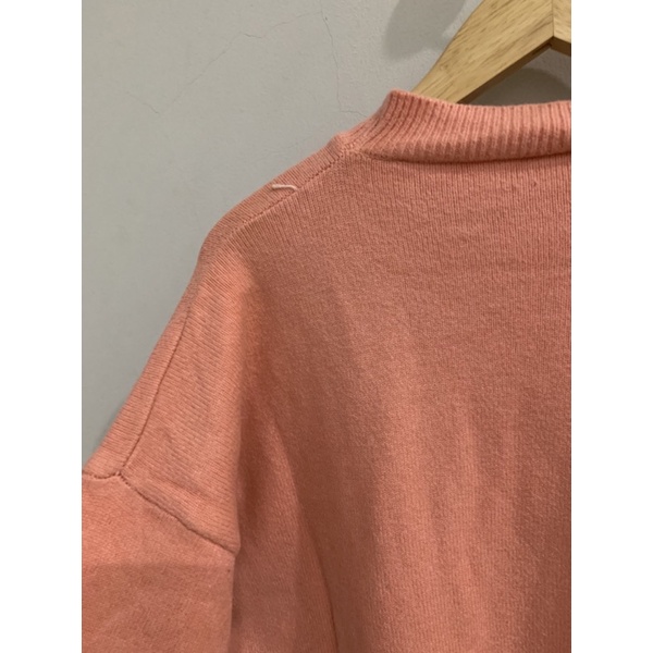 Áo len hàn cổ 3 phân màu hồng cam 2hand