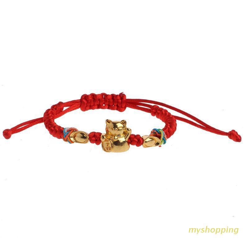 Ivy Lucky Kabbalah Red String Braided Golden Fortune Cat Bracelets Fashion Jewelry