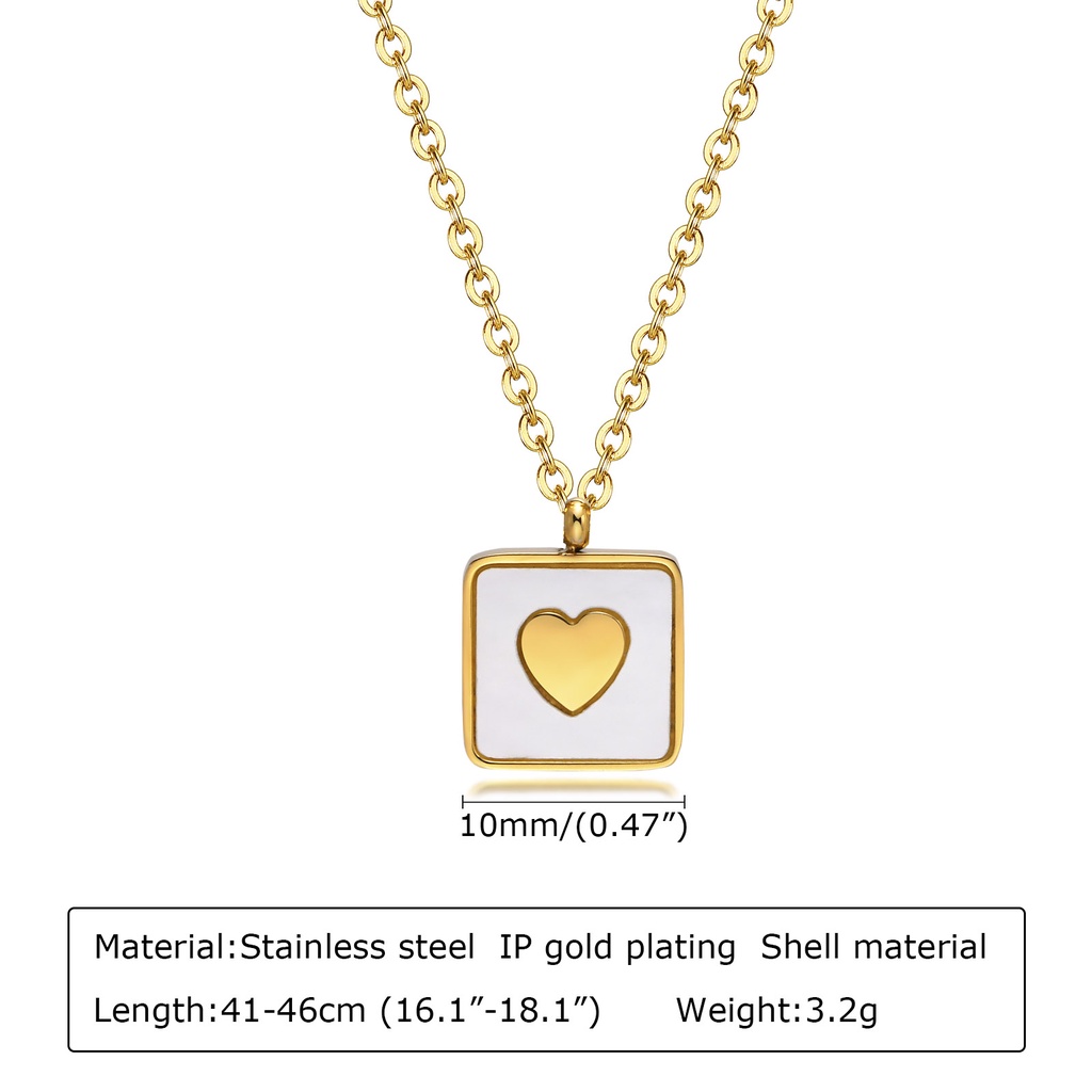 Vnox Vòng cổ Mặt Vuông Hình Vỏ Sò Màu Vàng/Trắng Dành Cho Nữ