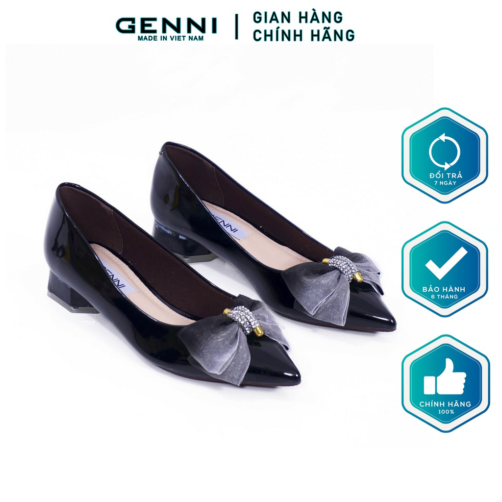 Giày bệt đế mika nơ ombre đính đá 3p GE406-1 - Genni