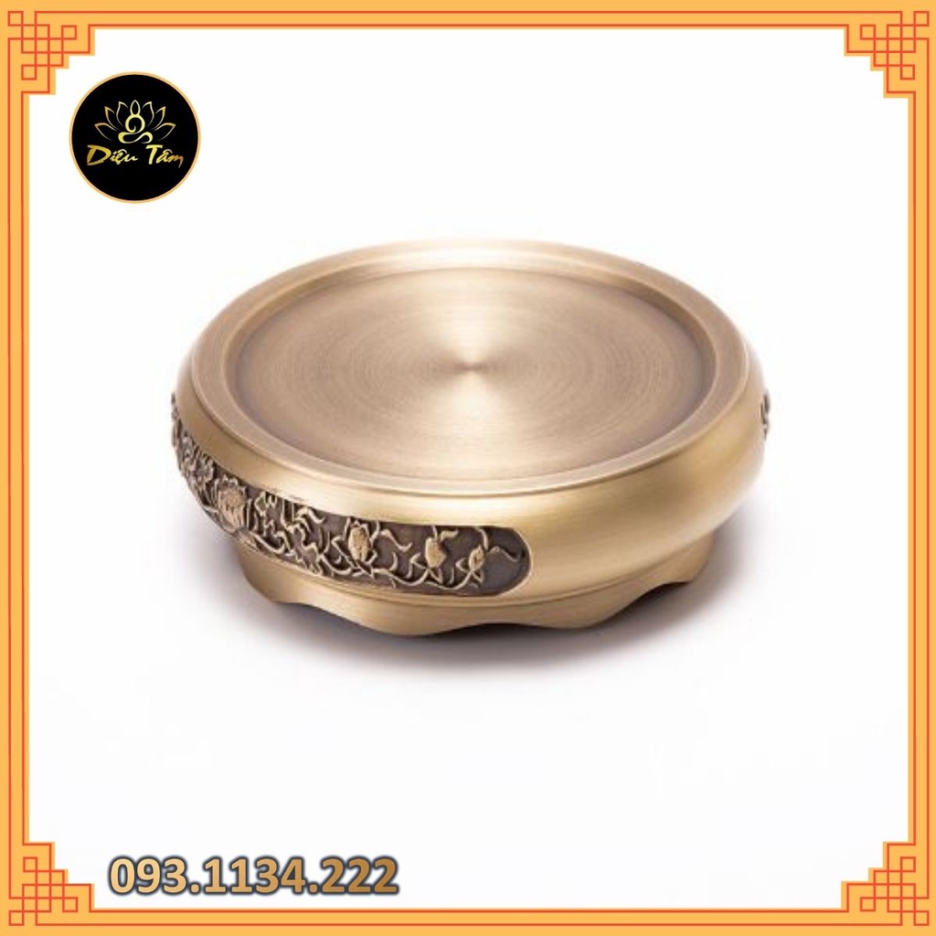 Đôn đồng chân đế lư đồng nguyên khối dụng cụ xông trầm đốt nhang đồ thờ cúng dúng để kê ấm trà, cóc, tỳ hưu (mẫu 2)