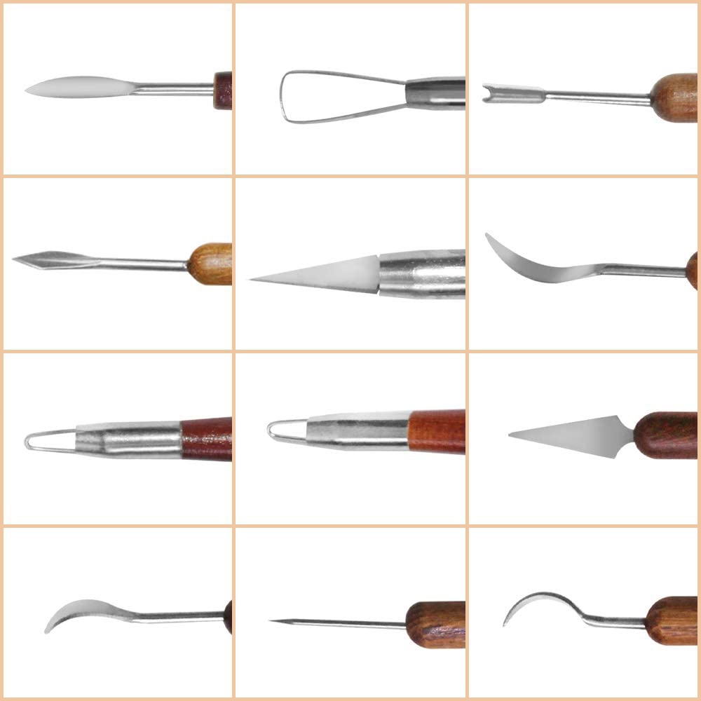 Set 6 Dụng Cụ Điêu Khắc Đồ Gốm Cán Gỗ Chuyên Dụng