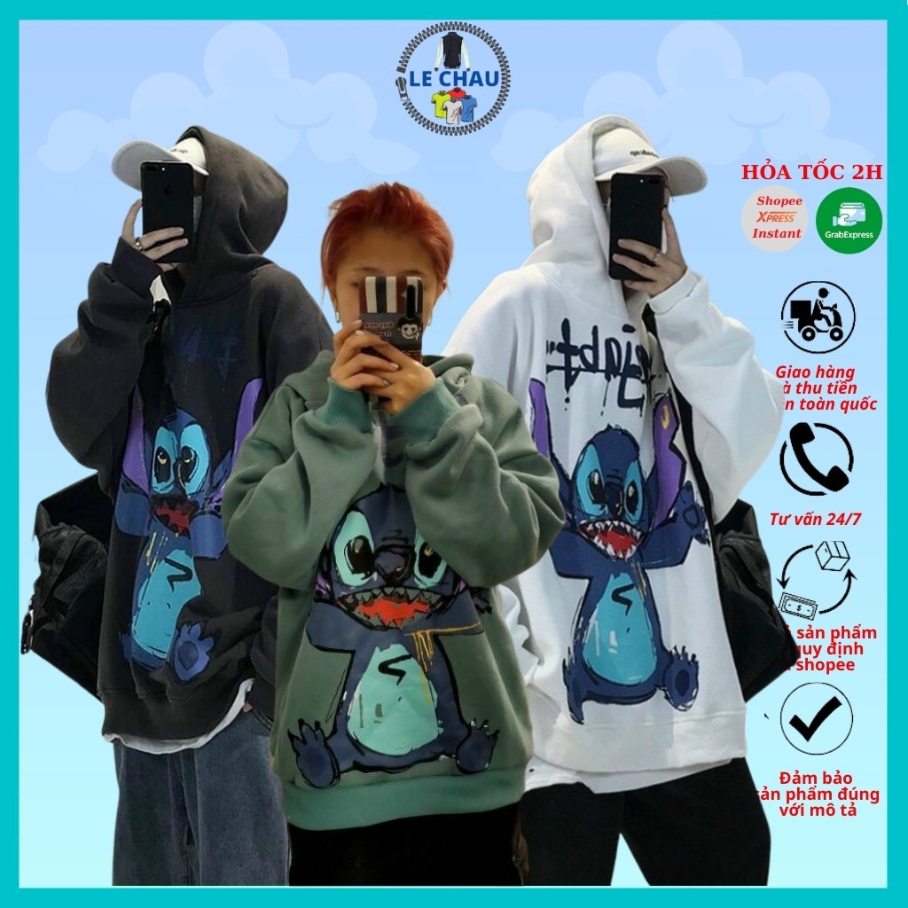 Áo hoodie nỉ bông unisex form rộng phong cách street style nam nữ hottrend Hàn Quốc AKN18 LECHAU rẻ đẹp thời trang